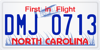 NC license plate DMJ0713