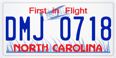 NC license plate DMJ0718