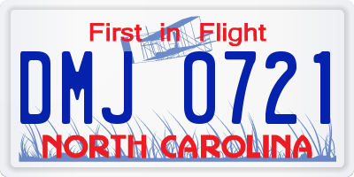 NC license plate DMJ0721