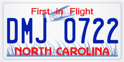 NC license plate DMJ0722