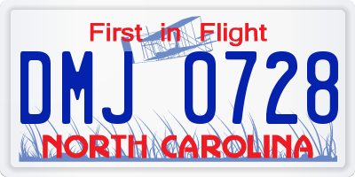 NC license plate DMJ0728