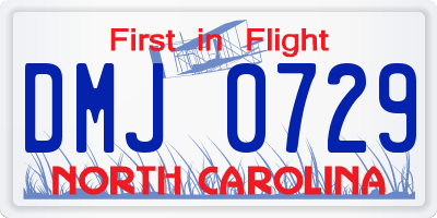 NC license plate DMJ0729