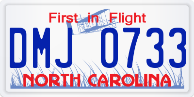 NC license plate DMJ0733