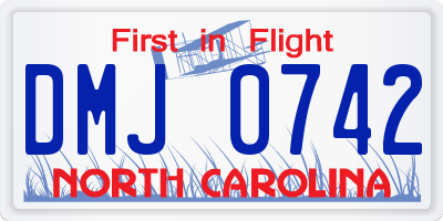 NC license plate DMJ0742
