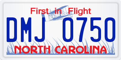 NC license plate DMJ0750