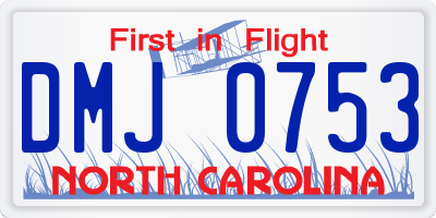 NC license plate DMJ0753