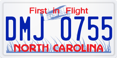 NC license plate DMJ0755