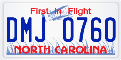 NC license plate DMJ0760