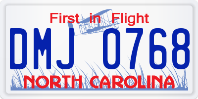 NC license plate DMJ0768