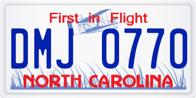 NC license plate DMJ0770