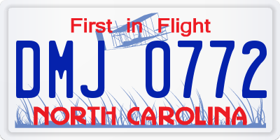 NC license plate DMJ0772
