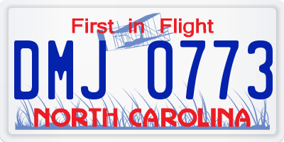 NC license plate DMJ0773