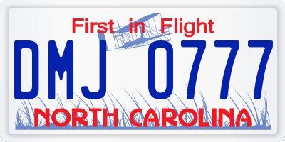 NC license plate DMJ0777
