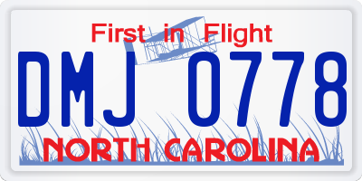 NC license plate DMJ0778