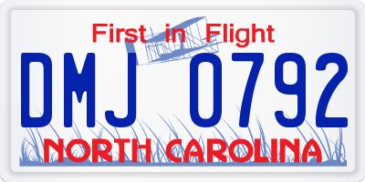 NC license plate DMJ0792