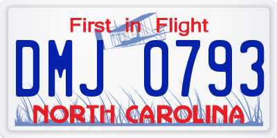 NC license plate DMJ0793
