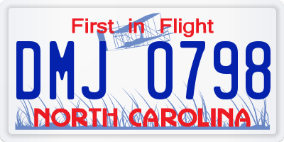 NC license plate DMJ0798