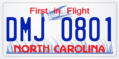 NC license plate DMJ0801