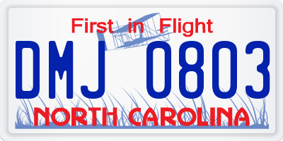 NC license plate DMJ0803