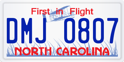 NC license plate DMJ0807