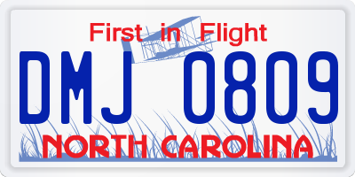 NC license plate DMJ0809