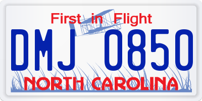 NC license plate DMJ0850