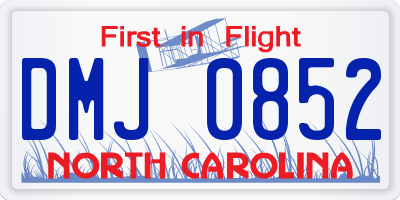 NC license plate DMJ0852