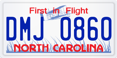 NC license plate DMJ0860