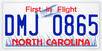 NC license plate DMJ0865