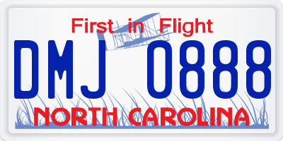 NC license plate DMJ0888