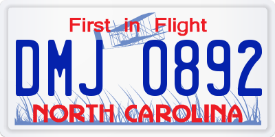 NC license plate DMJ0892