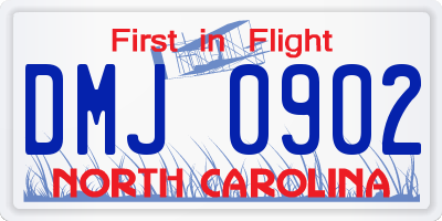 NC license plate DMJ0902