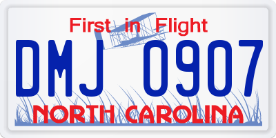 NC license plate DMJ0907