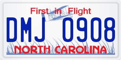 NC license plate DMJ0908