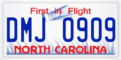 NC license plate DMJ0909