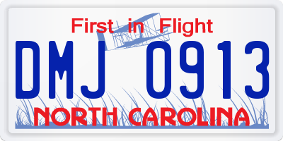 NC license plate DMJ0913