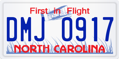 NC license plate DMJ0917