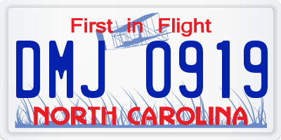 NC license plate DMJ0919