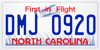 NC license plate DMJ0920