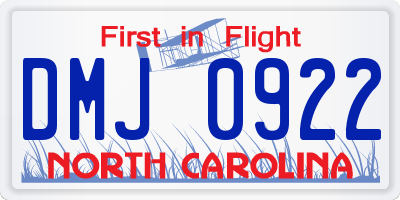 NC license plate DMJ0922