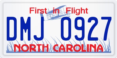 NC license plate DMJ0927