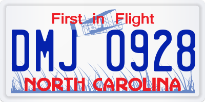 NC license plate DMJ0928