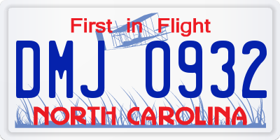 NC license plate DMJ0932