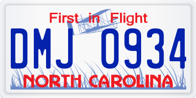 NC license plate DMJ0934