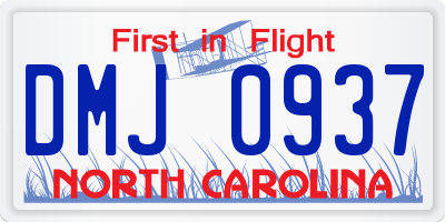 NC license plate DMJ0937