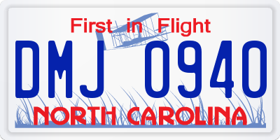 NC license plate DMJ0940