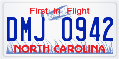NC license plate DMJ0942