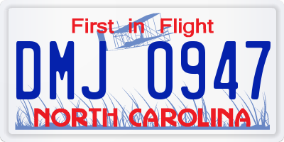 NC license plate DMJ0947