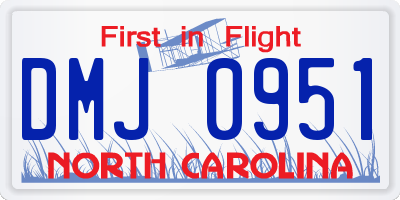NC license plate DMJ0951