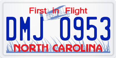 NC license plate DMJ0953